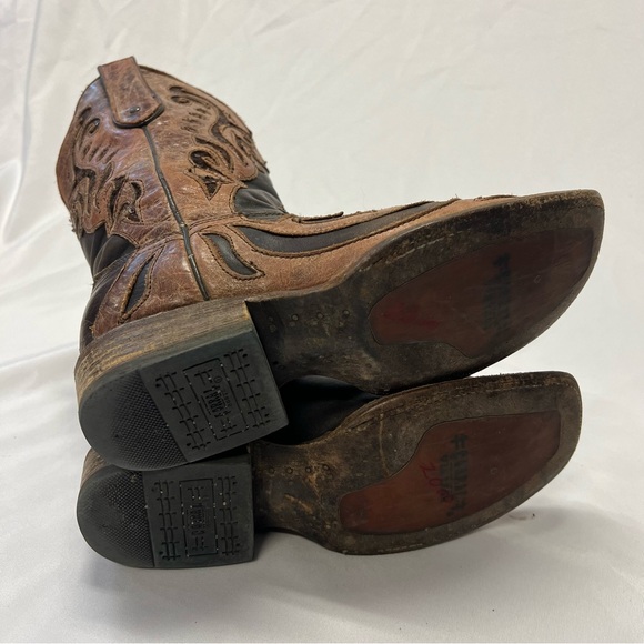 Corral Women’s Leather Two Tone Inlay Brown Square Toe Cowboy Boots Size 9.5 - Picture 6 of 9